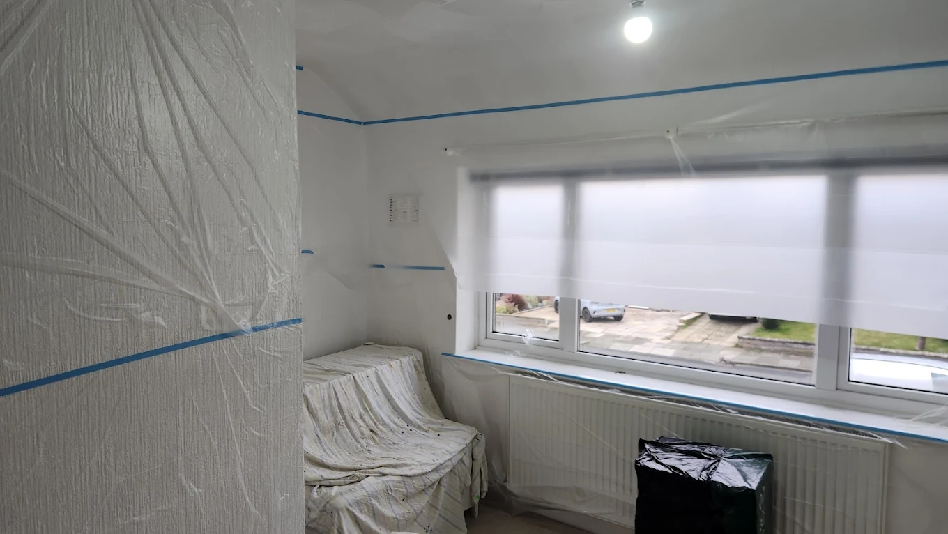 Finished room with blue walls