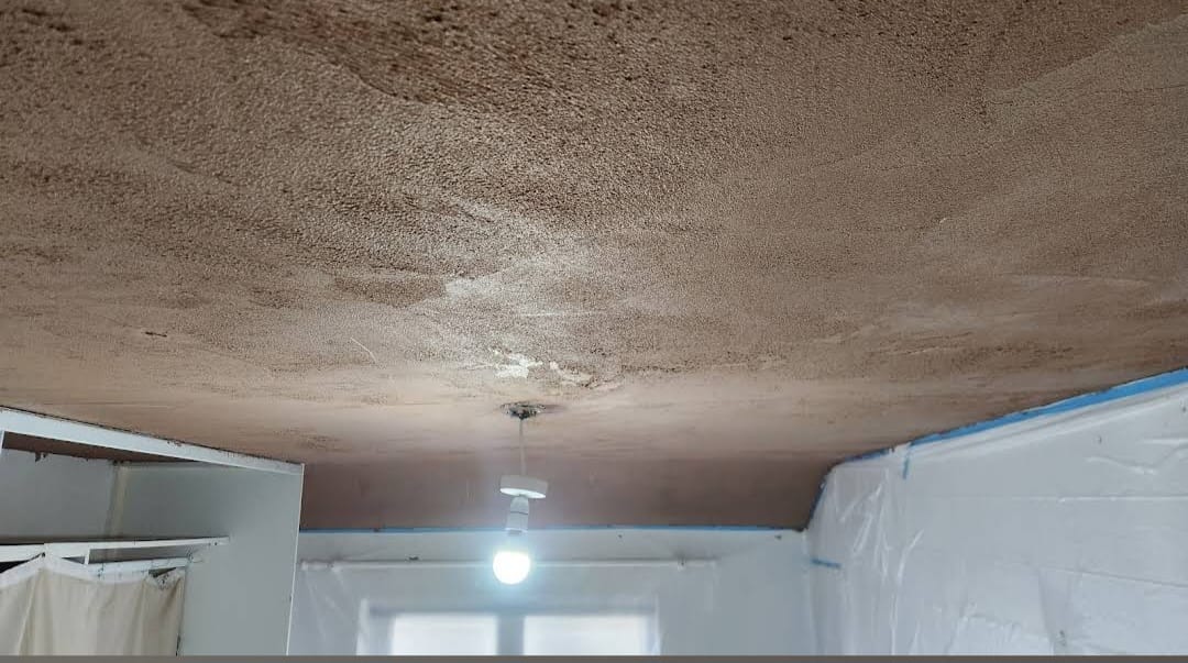 Further progress on the skim over artex ceiling and cove detailing